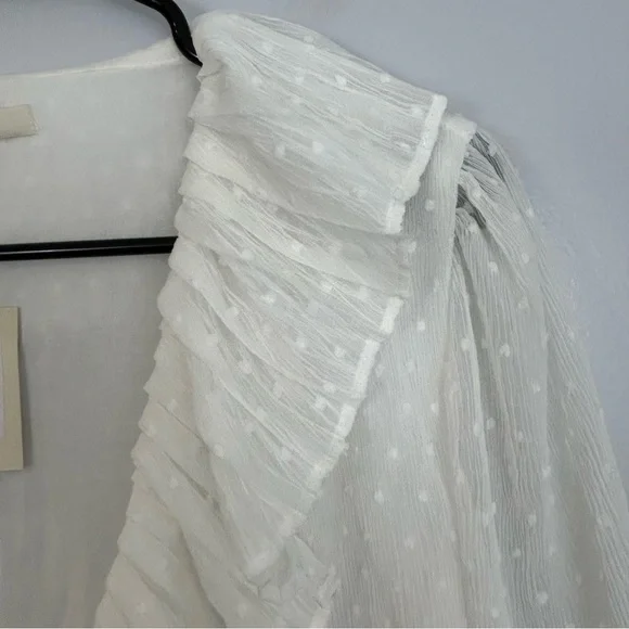 MWT Maje Plumeti Cropped White Wrap Ruffle V-neck Wrap Blouse Size 2 NEW - Picture 7 of 15